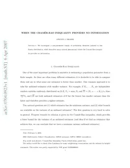 When the Cramer-Rao Inequality provides no information