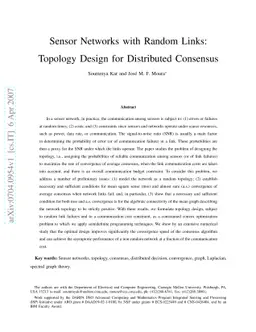 Sensor Networks with Random Links: Topology Design for Distributed
  Consensus