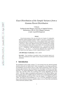 Exact distribution of the sample variance from a gamma parent
  distribution