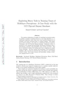 Exploiting Heavy Tails in Training Times of Multilayer Perceptrons: A
  Case Study with the UCI Thyroid Disease Database