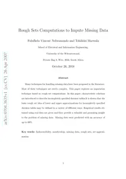Rough Sets Computations to Impute Missing Data