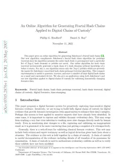 An online algorithm for generating fractal hash chains applied to
  digital chains of custody