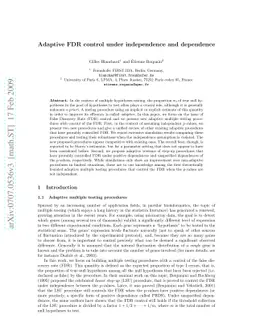 Adaptive FDR control under independence and dependence
