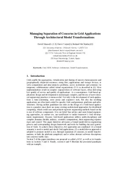 Managing Separation of Concerns in Grid Applications Through
  Architectural Model Transformations