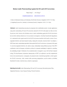 Robust Audio Watermarking Against the D/A and A/D conversions