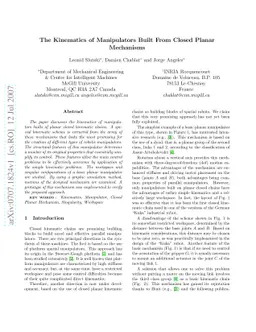 The Kinematics of Manipulators Built From Closed Planar Mechanisms