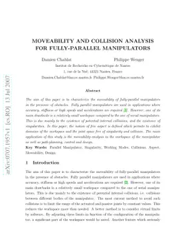 Moveability and Collision Analysis for Fully-Parallel Manipulators