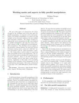 Working Modes and Aspects in Fully-Parallel Manipulator