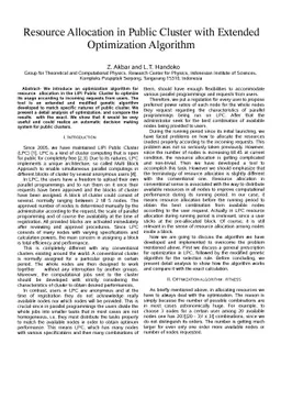 Resource Allocation in Public Cluster with Extended Optimization
  Algorithm