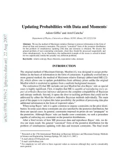 Updating Probabilities with Data and Moments