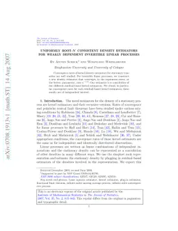 Uniformly root-$N$ consistent density estimators for weakly dependent
  invertible linear processes