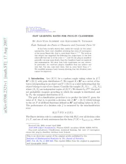 Fast learning rates for plug-in classifiers