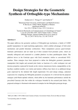 Design Strategies for the Geometric Synthesis of Orthoglide-type
  Mechanisms