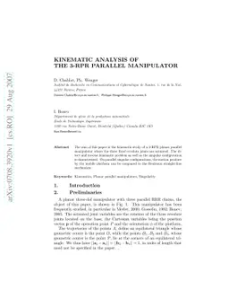 Kinematic analysis of the 3-RPR parallel manipulator