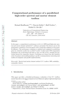 Computational performance of a parallelized high-order spectral and
  mortar element toolbox