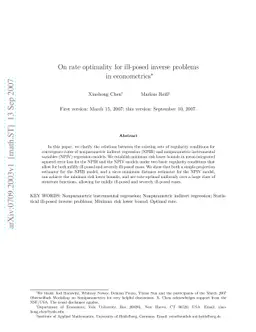 On rate optimality for ill-posed inverse problems in econometrics