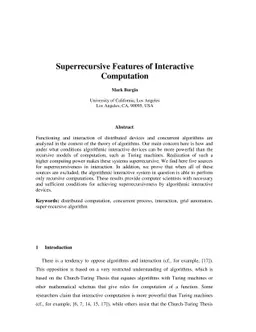 Superrecursive Features of Interactive Computation