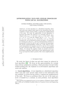 Approximating max-min linear programs with local algorithms