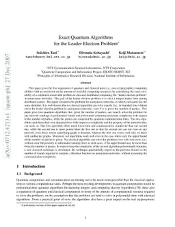 Exact Quantum Algorithms for the Leader Election Problem