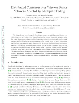 Distributed Consensus over Wireless Sensor Networks Affected by
  Multipath Fading