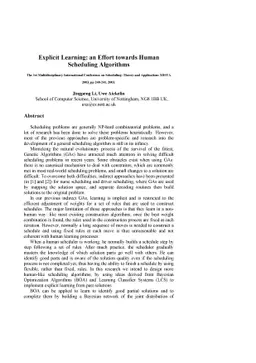 Explicit Learning: an Effort towards Human Scheduling Algorithms