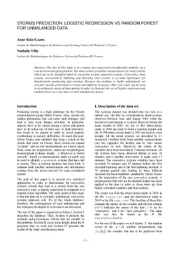 Storms prediction : Logistic regression vs random forest for unbalanced
  data
