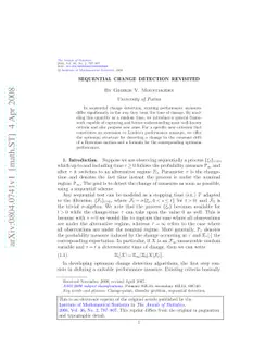 Sequential change detection revisited