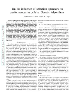 On the Influence of Selection Operators on Performances in Cellular
  Genetic Algorithms