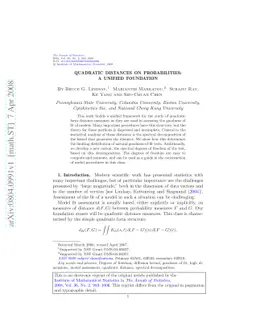 Quadratic distances on probabilities: A unified foundation