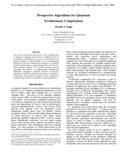 Prospective Algorithms for Quantum Evolutionary Computation