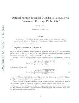Optimal Explicit Binomial Confidence Interval with Guaranteed Coverage
  Probability