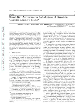 Secret Key Agreement by Soft-decision of Signals in Gaussian Maurer's
  Model