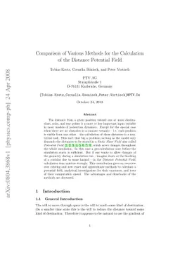 Comparison of Various Methods for the Calculation of the Distance
  Potential Field