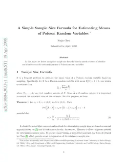 A Simple Sample Size Formula for Estimating Means of Poisson Random
  Variables