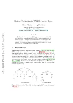 Feature Unification in TAG Derivation Trees