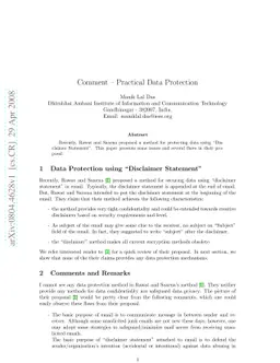 Comment - Practical Data Protection