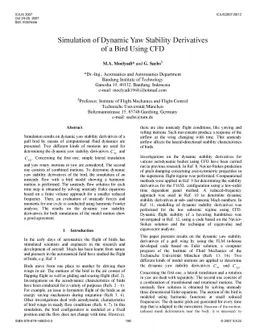Simulation of Dynamic Yaw Stability Derivatives of a Bird Using CFD