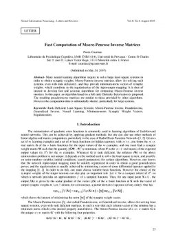Fast Computation of Moore-Penrose Inverse Matrices