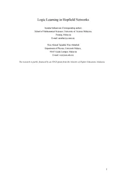 Logic Learning in Hopfield Networks