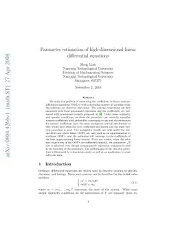 Parameter estimation of high-dimensional linear differential equations