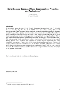 Nonorthogonal Bases and Phase Decomposition: Properties and Applications