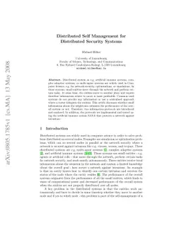 Distributed Self Management for Distributed Security Systems
