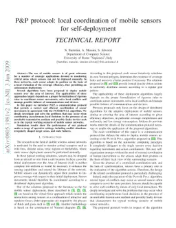 P&P protocol: local coordination of mobile sensors for self-deployment