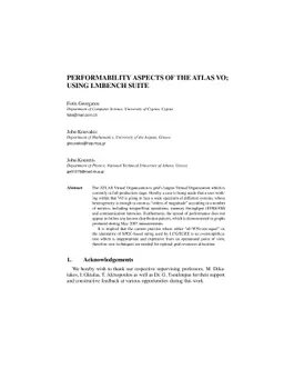 Performability Aspects of the Atlas Vo; Using Lmbench Suite
