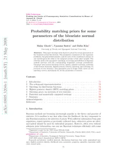 Probability matching priors for some parameters of the bivariate normal
  distribution