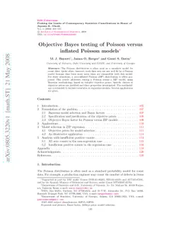 Objective Bayes testing of Poisson versus inflated Poisson models