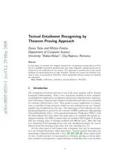Textual Entailment Recognizing by Theorem Proving Approach