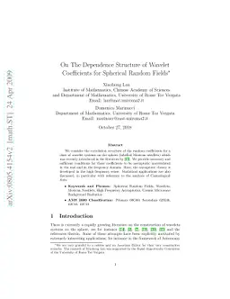 On The Dependence Structure of Wavelet Coefficients for Spherical Random
  Fields