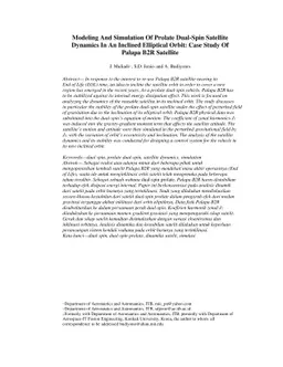 Modeling And Simulation Of Prolate Dual-Spin Satellite Dynamics In An
  Inclined Elliptical Orbit: Case Study Of Palapa B2R Satellite