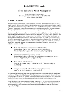 EuSpRIG TEAM work:Tools, Education, Audit, Management